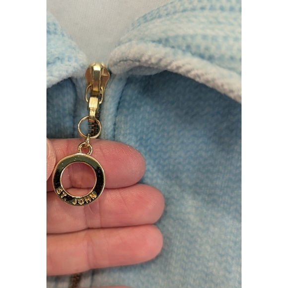 St. John Sport Light Blue Velvet Full Zip Jacket Size 2 - Picture 4 of 8